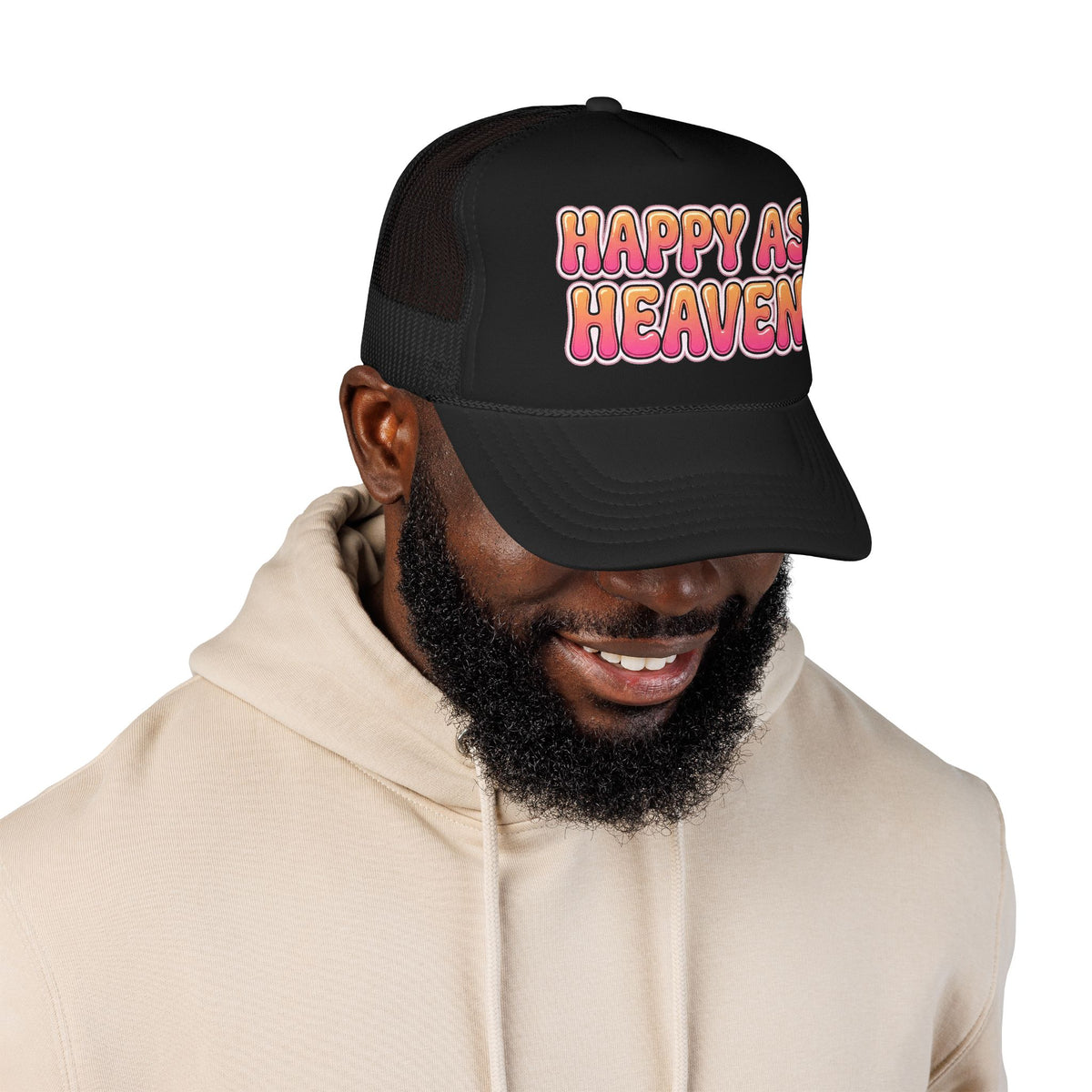 HAPPY AS HEAVEN Y2K Foam Trucker Hat
